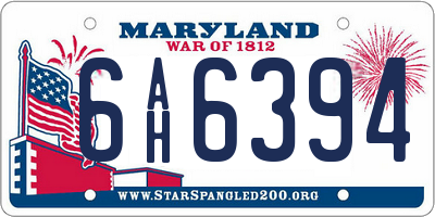 MD license plate 6AH6394