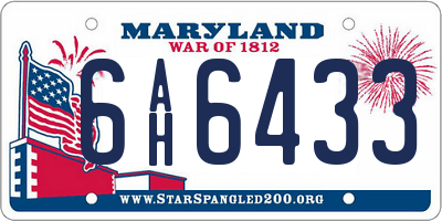 MD license plate 6AH6433