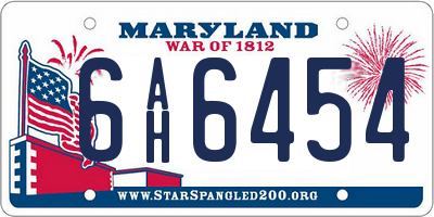 MD license plate 6AH6454