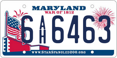 MD license plate 6AH6463
