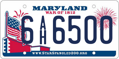 MD license plate 6AH6500