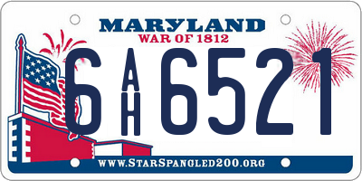 MD license plate 6AH6521
