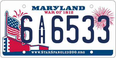 MD license plate 6AH6533