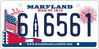 MD license plate 6AH6561