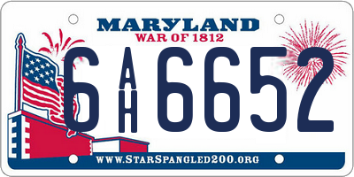 MD license plate 6AH6652