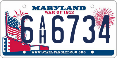 MD license plate 6AH6734