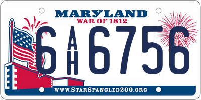 MD license plate 6AH6756