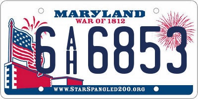 MD license plate 6AH6853