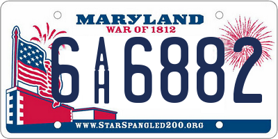 MD license plate 6AH6882