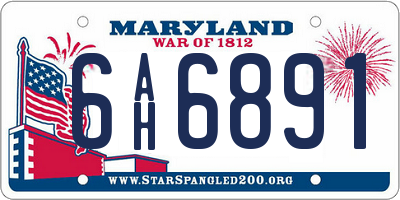 MD license plate 6AH6891