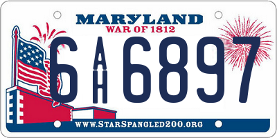 MD license plate 6AH6897