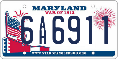MD license plate 6AH6911