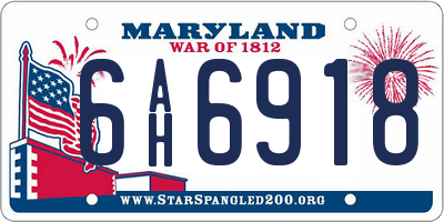 MD license plate 6AH6918