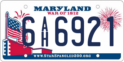 MD license plate 6AH6921