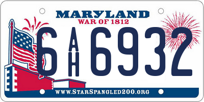 MD license plate 6AH6932