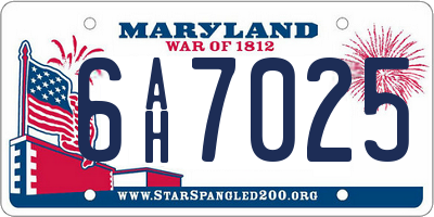 MD license plate 6AH7025