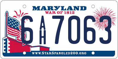 MD license plate 6AH7063