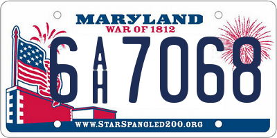 MD license plate 6AH7068