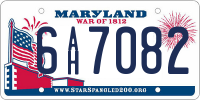 MD license plate 6AH7082