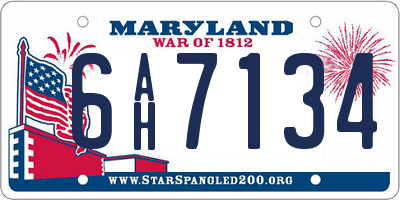 MD license plate 6AH7134