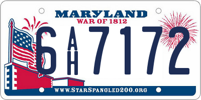 MD license plate 6AH7172