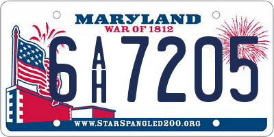MD license plate 6AH7205