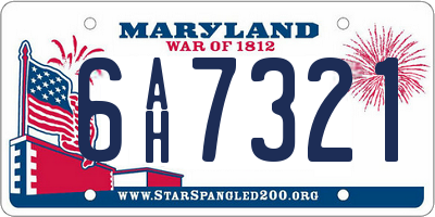 MD license plate 6AH7321