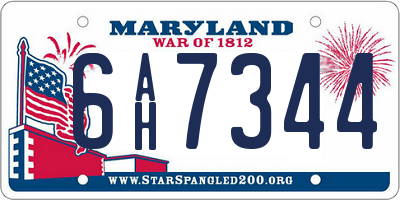 MD license plate 6AH7344