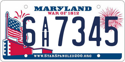 MD license plate 6AH7345
