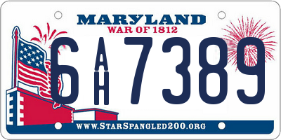 MD license plate 6AH7389