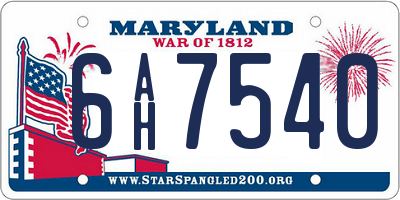 MD license plate 6AH7540