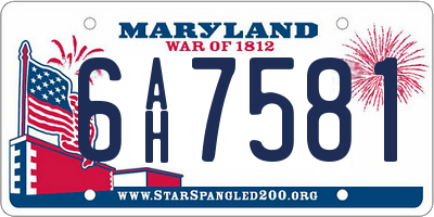 MD license plate 6AH7581