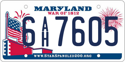 MD license plate 6AH7605