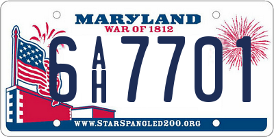 MD license plate 6AH7701