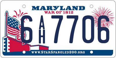 MD license plate 6AH7706