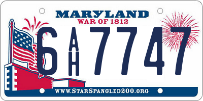 MD license plate 6AH7747