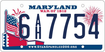 MD license plate 6AH7754