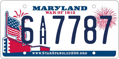 MD license plate 6AH7787