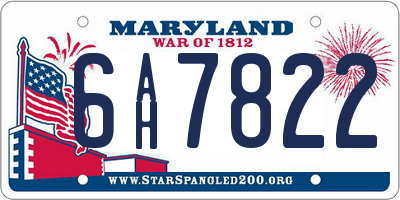 MD license plate 6AH7822