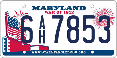 MD license plate 6AH7853