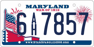 MD license plate 6AH7857