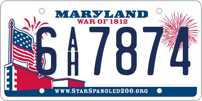 MD license plate 6AH7874