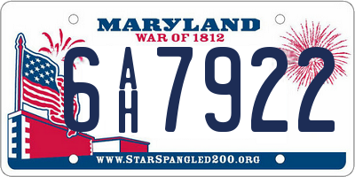 MD license plate 6AH7922