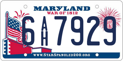 MD license plate 6AH7929