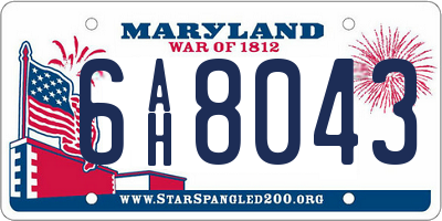 MD license plate 6AH8043