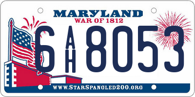 MD license plate 6AH8053