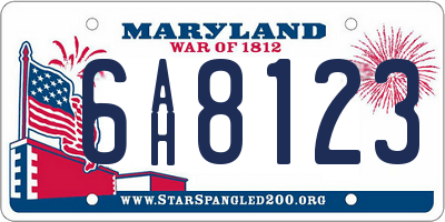 MD license plate 6AH8123