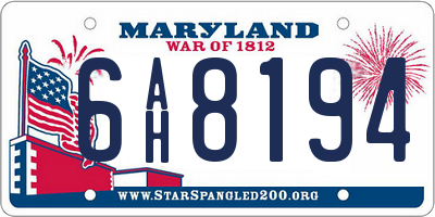 MD license plate 6AH8194