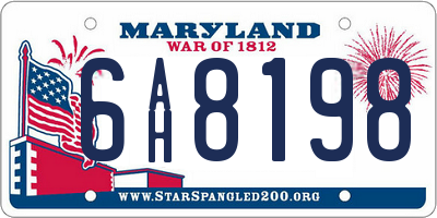 MD license plate 6AH8198