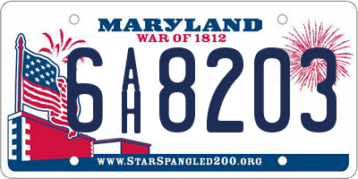 MD license plate 6AH8203